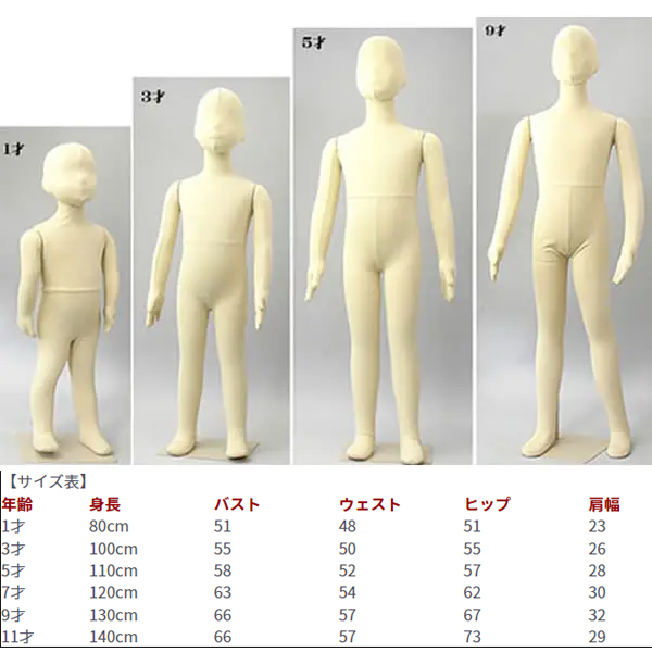 キッズ・フレキシブルマネキン(1才～11才)
