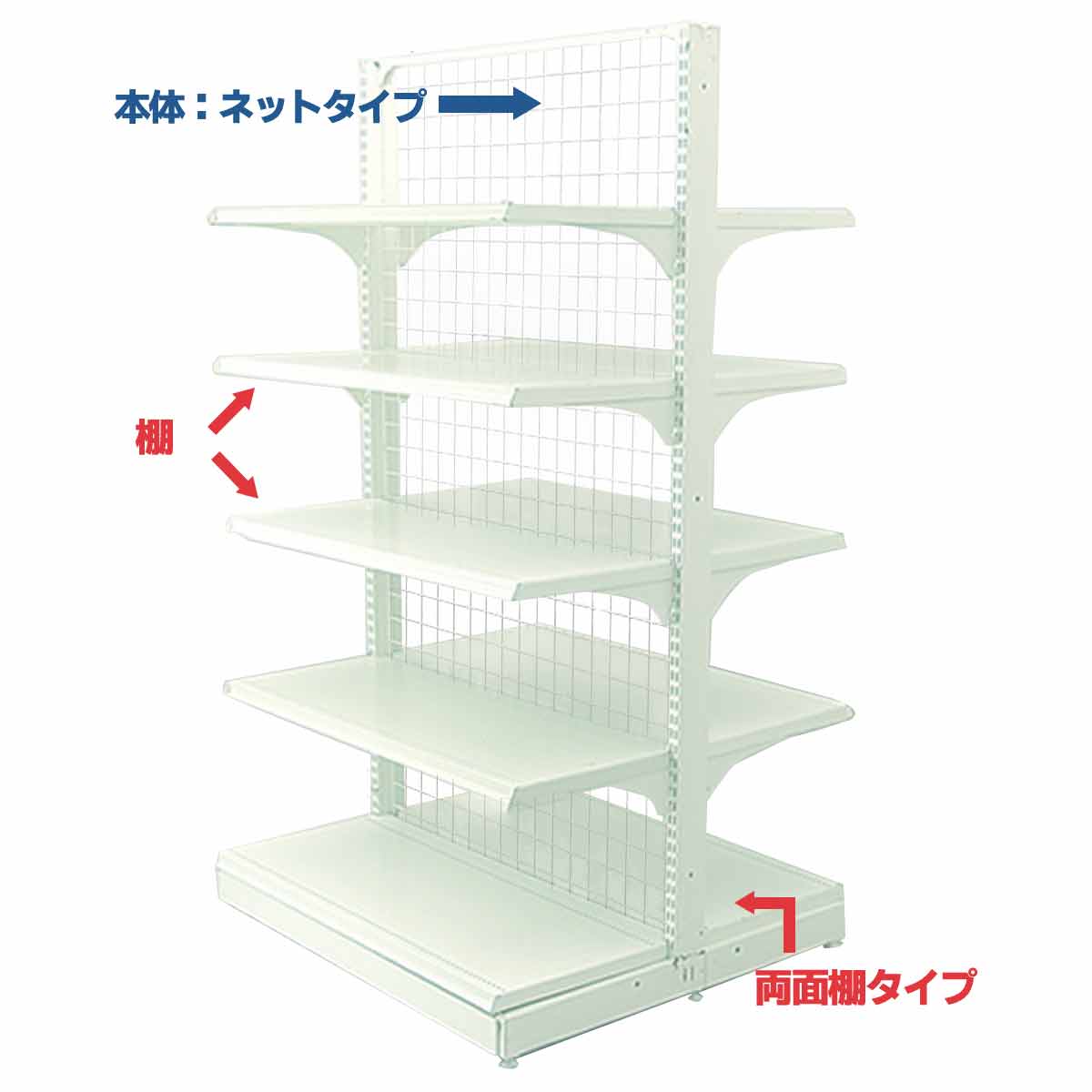 両面ネットゴンドラ(棚8枚セット)