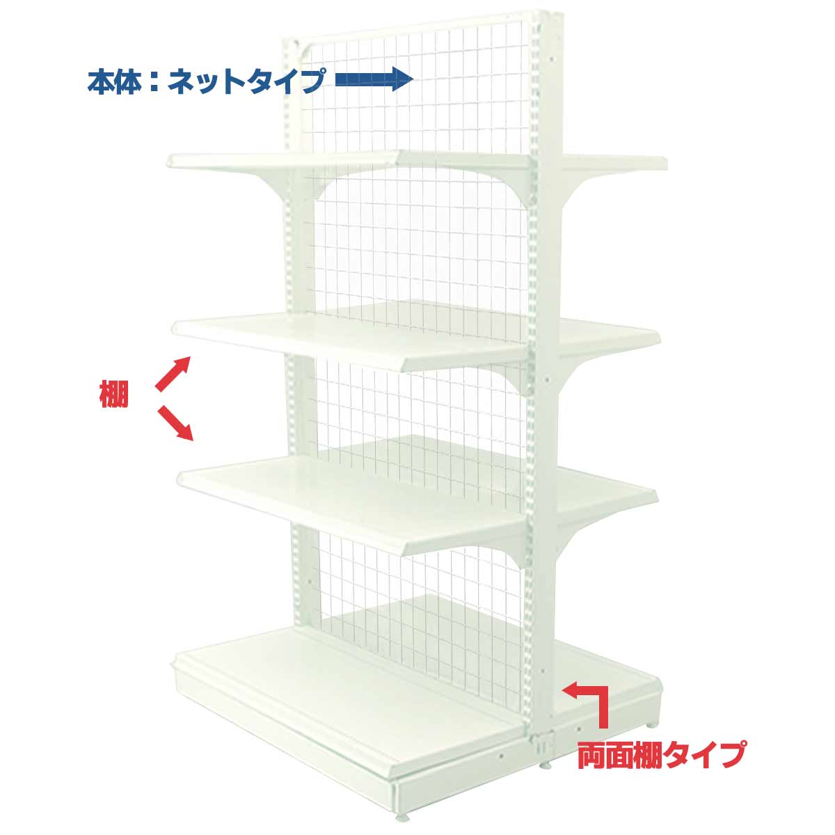 両面ネットゴンドラ(棚6枚セット)