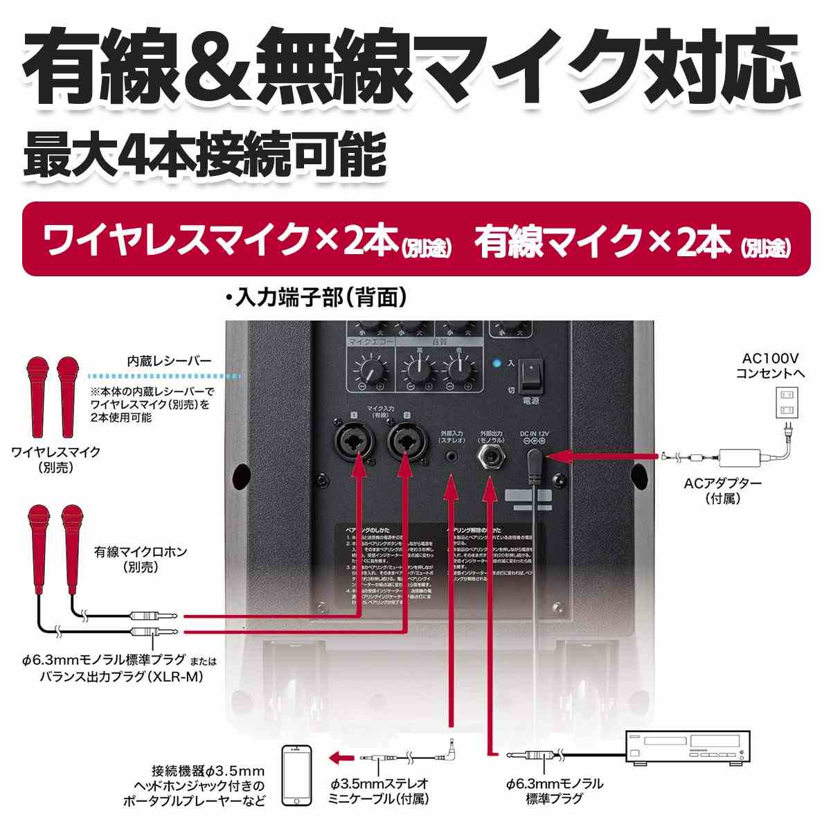アンプ本体＋ピンマイクセット2個